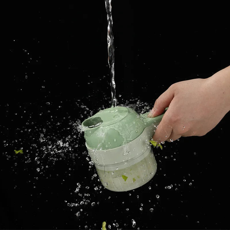 4 in 1 Handheld Electric Vegetable Cutter Set for Garlic Pepper Chili Onion Celery Ginger Meat with Brush Kitchen Tools