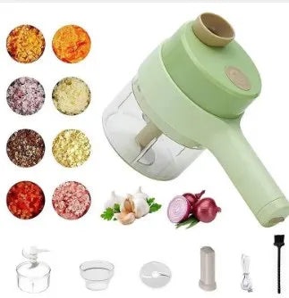 4 in 1 Handheld Electric Vegetable Cutter Set for Garlic Pepper Chili Onion Celery Ginger Meat with Brush Kitchen Tools